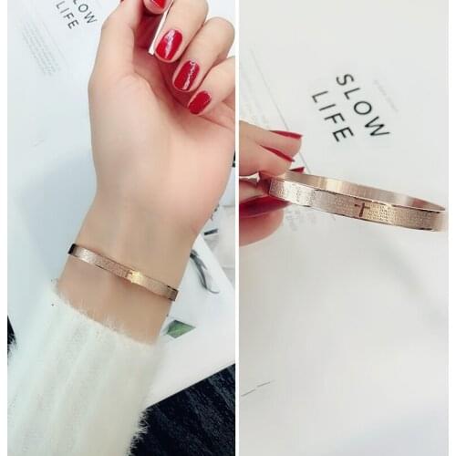 Classic Scripture Bangle For Men And Women Titanium Steel Rose Color high Quality Bracelet Jewelry drop shipping