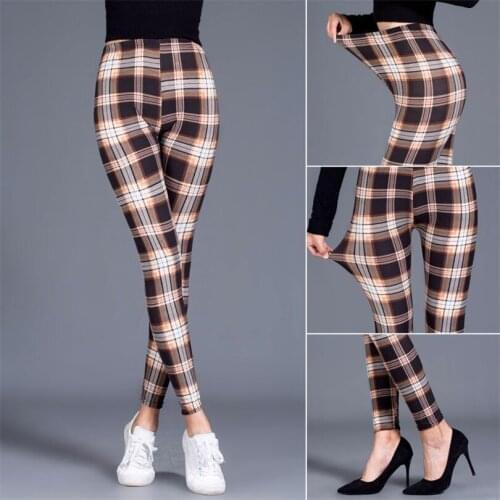 Sexy Women Legging Grid Printing Fitness Leggins Fashion Slim Fitness Legins High Waist Leggings Pudh Up Pants