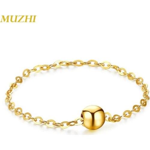 MUZHI Real 18k Gold Chain Ring Girl Au750 Golden Beads Soft Chain Index Finger Joint Tail Ring Gifts For Women Fine Jewelry