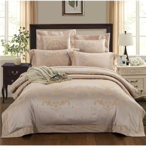 Luxury black Bedding Sets silk cotton Jacquard Queen/King Size Duvet Cover Set wedding Bedclothes /fitted Bed Linen Quilt Cover
