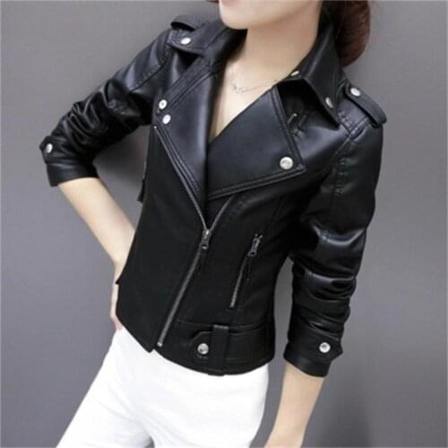 Women jacket Autumn New short female British high waist pu small coat female jacket coat female Outerwear size S-3XL