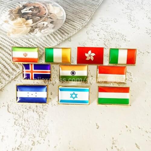 National Flag Metal Lapel Pin Square Flag Pin Badge All Over the World Honduras Hungary Iceland India Iran Ireland Israel Italy