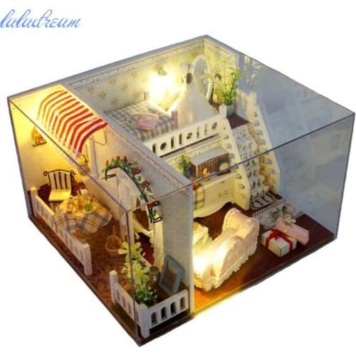 DIY Model Doll House Miniature Dollhouse with Furnitures LED 3D Wooden House Toys For Children Gift Handmade Crafts