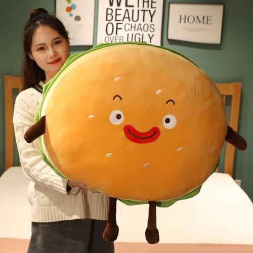 10/35cm Soft Simulation Hamburger Plush Stuffed Pendant Toys Creative Food Bread Hand warmer Pillow for Girls Birthday Gifts