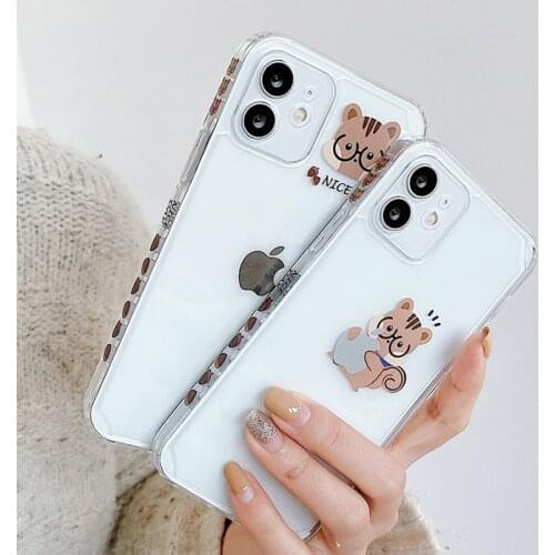 Cartoon Animal Squirrel Phone Case For iPhone 11 12 Pro Max XR XS Max 7 8 Plus Soft TPU Shockproof Clear Phone Back Cover Coque
