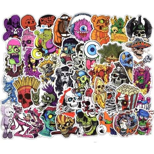 50pcs vinyl laptop sticker spoof horror personality computer skin refrigerator sticker for MacBook Air Pro retina/HP/Lenovo