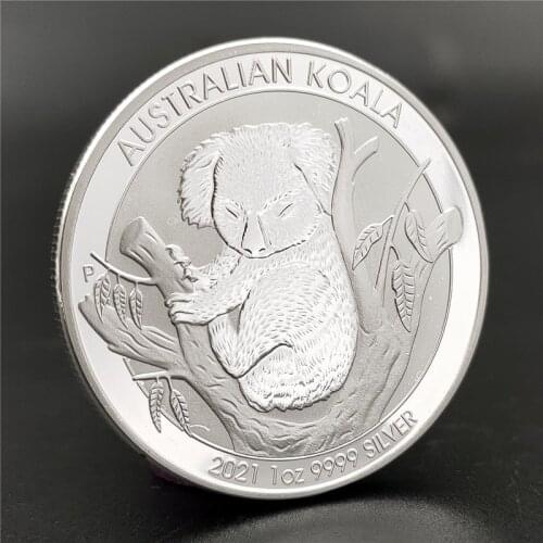 Very Cute 2021 Australia 1oz 999 Fine Silver Koala Animal Coin Elizabeth II Commemorative Challenge Coins Souvenir Gifts