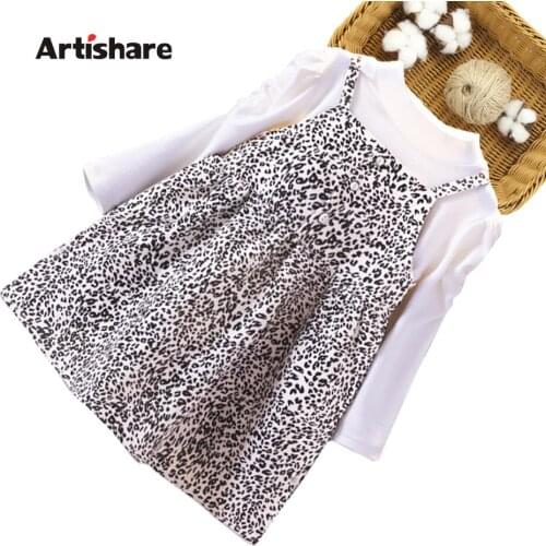 Big Girls Clothes Leopard Dress + Blouse Clothing For Girls Casual Style Girls Sets Spring Autumn Kids Tracksuit