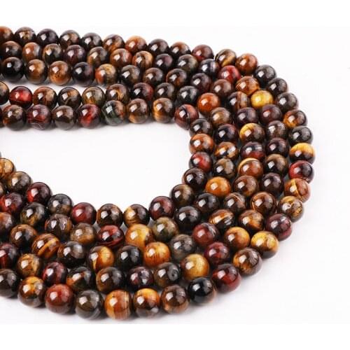 Wholesale High Quality Natural Stone Multi Color Tiger Eye Loose Round Beads For Jewelry Making