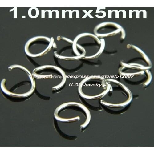 1.0mm*5mm 200pcs 316L Stainless Steel Open Jump Rings Fashion DIY Jewelry Findings Accessories F032