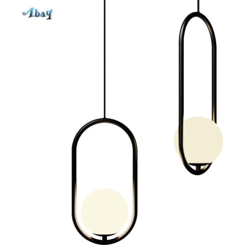 Industrial Retro Oval Iron Black Pendant Lights Bedroom Living Room Dining Droplight Cafe Bedside Glass Ball Hanging Fixtures