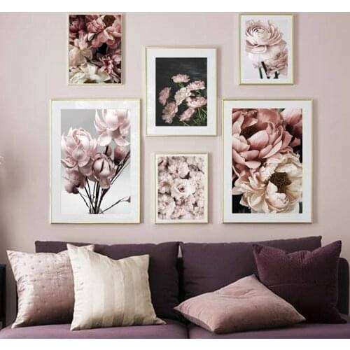 Rose Flowers Nordic Posters and Prints Beatiful Pink Flowers Wall Art Quote Canvas Painting Pictures for Living Room Home Decor