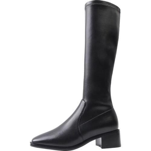 Women Knee High Boots Cow Leather head knee lengther boots women sneakers lady shoes