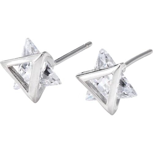 REETI 925 sterling silver Double triangle Stud Earrings for Women Elegant Wedding Jewelry pendientes mujer moda 2019 Brincos