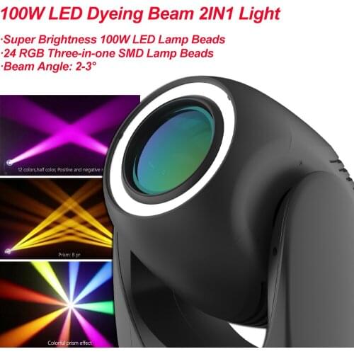 LED Party Lights 100W LED Super brightness Beam Moving Head Light LED 24 RGB 3in1 SMD Dyeing Lamp 8 prism Effect DMX Stage Light