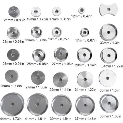 25pcs Watch Capping Machine Dies Back Cover Press Tool Presser Closer Aluminum Mold Accessories Watch Repair Tool Watchmaker