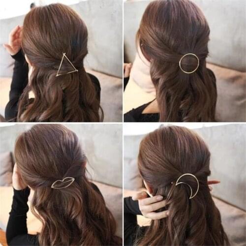 Cat Hair Pin Fashion Korea Hollow Metal Geometric Irregular Accessories Gold Color Hair Clip Barrette For Women Girl Hairpin