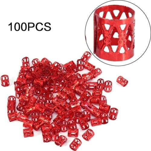 80% Hot Sale 100Pcs 8mm Hole Dreadlock Hair Braiding Ring Bead Cuff Clip Tube Accessories