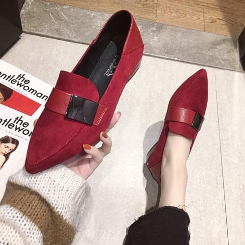 Summer Women Shoes Pointed Toe Oxfords Suede Leisure Dress Low Heels Boat Wedding Tenis Feminino Zapatillas Mujer Square buckle