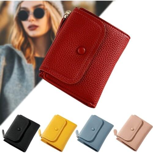 Womens 2 Fold Wallet Leather Short Purse Ladies Girls Card Holder Clutch Bag Solid Color Wallets Bags Solid Color Wallets Bag