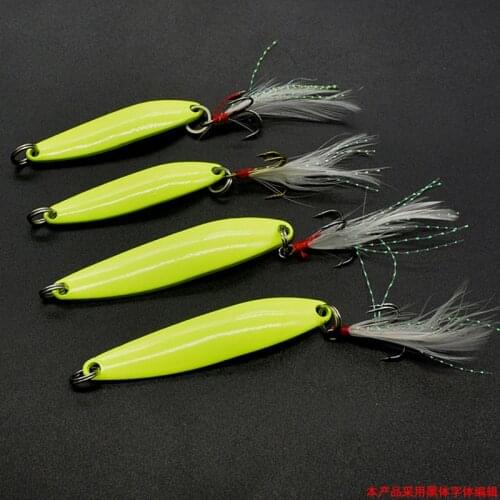 News Luminous 5/7/10/13g Hard Lure Metal Fishing Lure Spoon Sequin Spinner with Feather Hard Bait For Sea lake lure Tool Wobbler