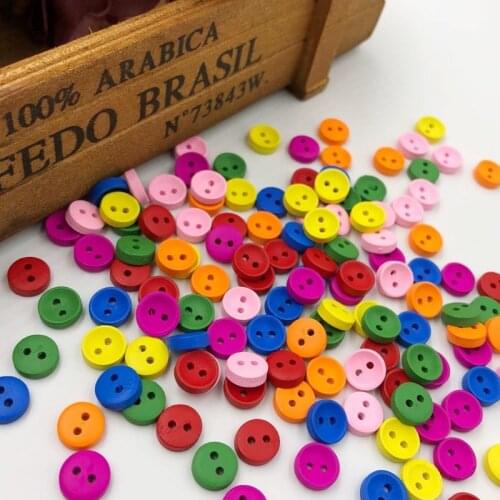 100pcs 10mm Wood Buttons 2 Holes Craft Clothe Sewing Decor Button WB536