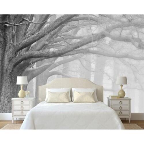 Beibehang 3D wallpaper living room bedroom murals modern black and white forest tree art TV wall murals wallpaper for walls 3 d