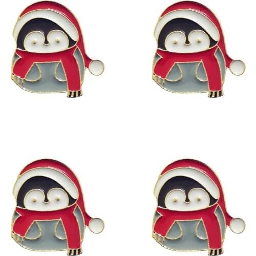 4Pcs Animal Enamel Pins Lovely Penguin Brooches For Women Kids Friends Lucky Gifts Backpacks Metal Badge