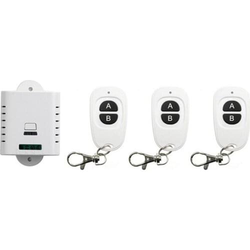 85V 110V 120V 220V 250V 1CH 10A RF Wireless Switch Relay Receiver Remote Controllers & 3* White AB keys Waterproof Transmitter
