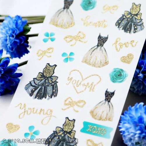 9.5*19.5 Dreamy Girl Series Parchment Paper Gold Dust Stickers Die Cut For DIY Scrapbooking Junk Journal Card Making Sticker