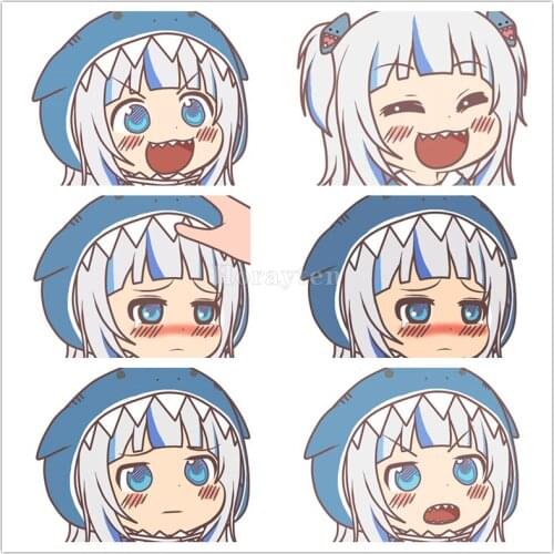 Car Stickers for Gawr Gura Hololive Anime Cute Girl Cartoon Motor Guitar Laptop Auto Truck Vinyl PVC Decal Laptop Decoration