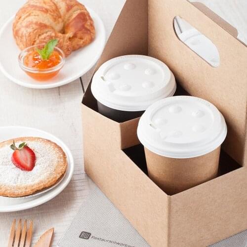 Free Shipping - 10/Pack Restaurant Catering Party Supplies Coffee Drink Take Out Carriers 4 Seats Paper Kraft