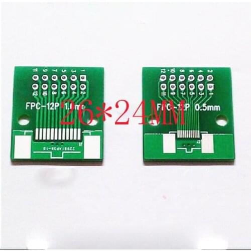 Free shipping 100pcs FPC 12p adapter board FFC to DIP 2.54 TFT LCD panel 1mm 0.5mm pitch double sided pcb