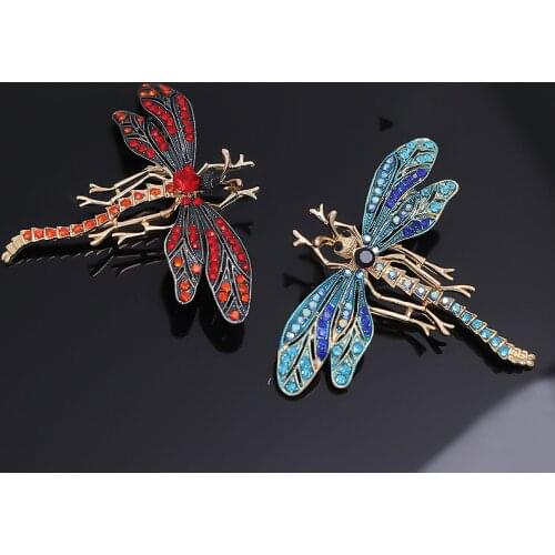 Large Dragonfly Pin Navy Blue-Pink Czech Crystal/rhinestone Enamelled Dragonfly Brooch Jewelry for Women & Girls Gifts Dragonfly