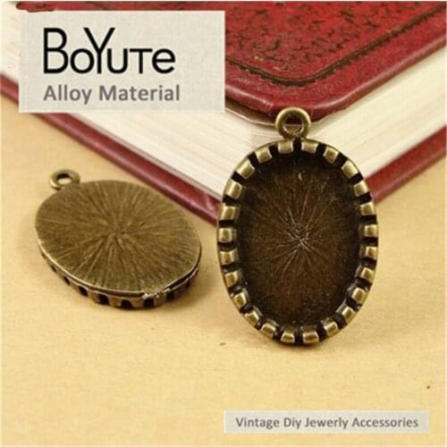 BoYuTe (50 Pieces/Lot) 18*13MM Cabochon Base Antique Bronze Plated Vintage Style Pendant Bezel Jewelry Materials