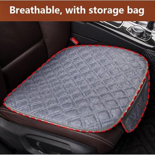 Flax Car Seat Cover Four Seasons Front Rear Linen Fabric Cushion Breathable Protector Mat Pad Auto Accessories Universal Size