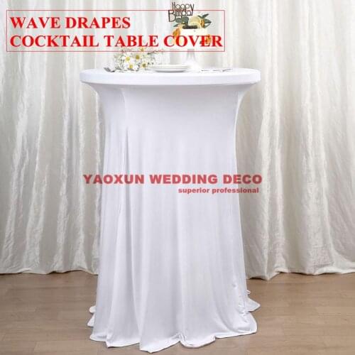 5pcs lot Ruffled Cocktail Spandex Table Cover Stretch Table Cloth For Banquet Event Wedding Decoration