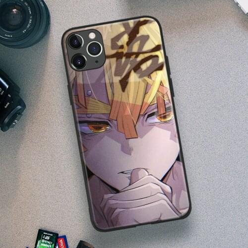 Zenitsu Agatsuma Kimetsu No Yaiba Anime Soft TPU Glass Phone Case for IPhone SE 6s 7 8 Plus X Xr Xs 11 12 Mini Pro Max Samsung