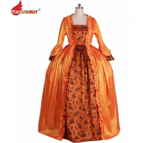 Costumebuy Regency Queen 18th Versailles Belle dress medieval Reenactment Theatre Victorian Civil war Rococo Orange Duchess Gown