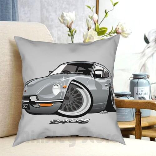 Datsun 240Z Caricature Silver Pillow Case Printed Home Soft DIY Pillow cover Datsun Nissan Fairlady 240Z 240 Z 260Z 260 Z