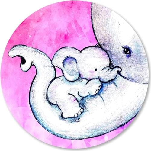 Baby Elephant Round Mouse Pad Personalized Design Mouse Pads Small Size Non-Slip Rubber Base Mousepad For Laptop