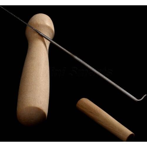 DIY Tool Needle Felting Fiber Spinning Craft Tool with Needle Wooden Handle Holder