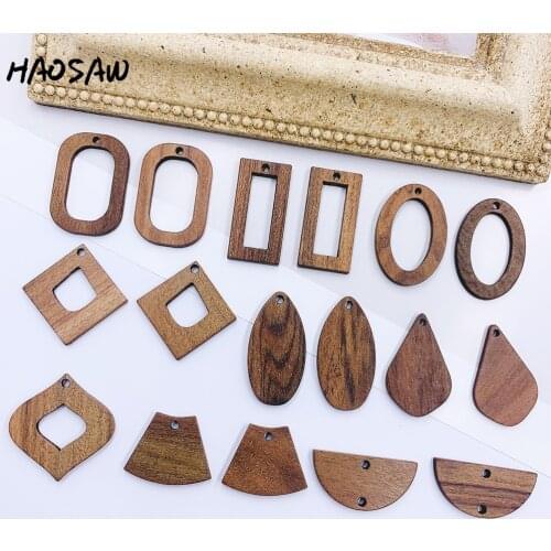 HAOSAW Choose 6Pcs/Lot Full Wood/DIY Jewelry Making/Multi Design/Classical Fan Shape/Jewelry Accessory/HandMade/Earring Findings