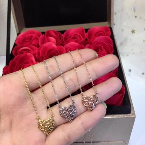 Famous jewelry romantic Hollow Heart Pendant Charm Geometric Necklace Sweet couples Anniversary Wedding Party Jewelry Bijoux