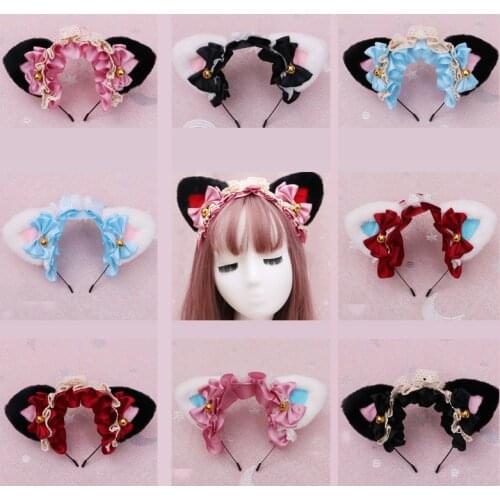 Princess Sweet Hairbands Cat Fox Bell Ears Headband Maid Lace Headbands Hair Hoop Hair Accessories Anime Girl Cosplay