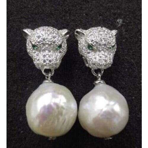 Fashion 12mm natural south sea white pearl earrings