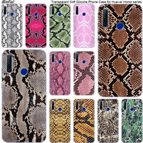 Hot Leopard print Snake skin Soft Silicone Phone Case for Huawei Honor 20 20i 10 9 8 Lite 8X 8C 8A 8S 7S 7A Pro View 20 Fashion