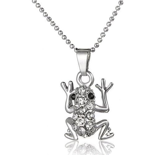New Arrival Metal Animal Necklaces Womens Casual/Sporty Zircon Frog Set Auger Alloy Pendant Necklaces Jewelry for Girls
