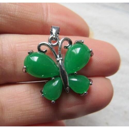 Wholesale free shipping >>Charming fine Jewelry jade Butterfly Pendant with Necklace