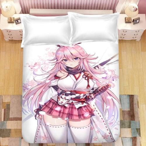 Yae Sakura Anime 3D Printed Bed Sheet Coverlet Children Room Bed Sheet Bed Linen (NO Duvet Cover Pillowcase) 02